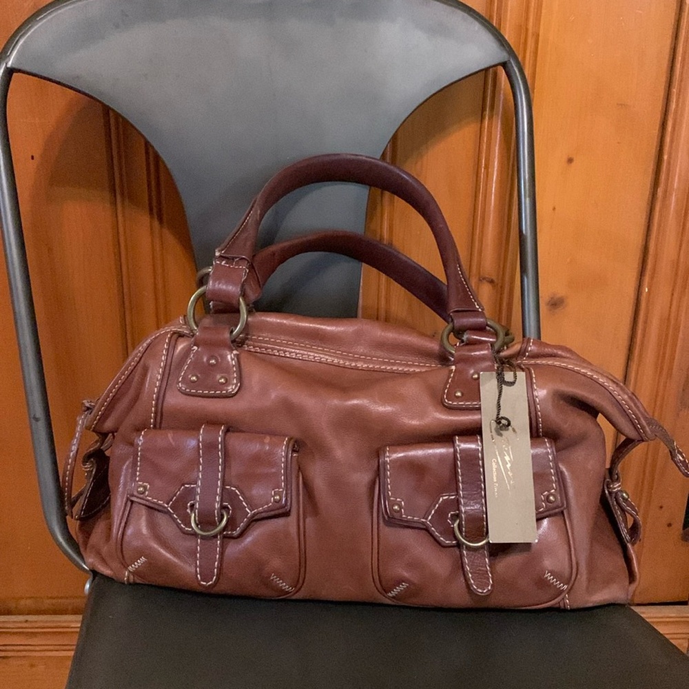 Etienne Collection satchel bag. Rich color. Genuine leather. Brass hardware.
